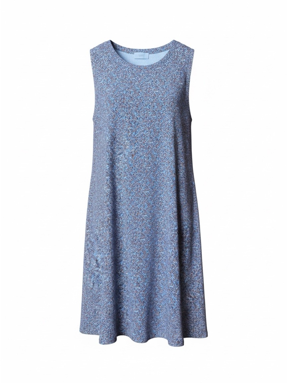 LOFT Sleeveless Swing Dress in Blue and Pink Micro-Print